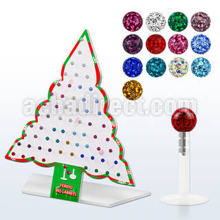 dxmas7 xmas tree display of bioflex labret with push in balls