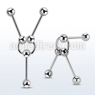 ear scaffolding w 3  steel barbells & ball closure ring.