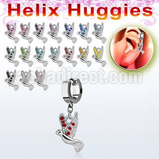 ehh550 pendiente huggie helix acero inoxidable paloma cristal se vende por pieza mayorista