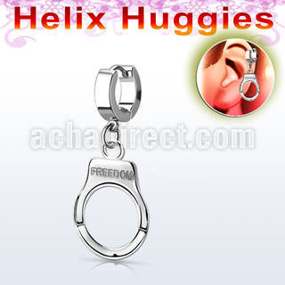 ehh765 stainless steel helix huggie wa dangling handcuff