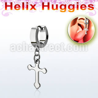 ehhcros helix huggie w a dangling plain cross