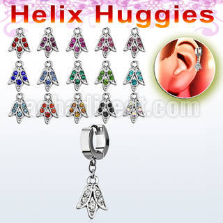 ehhtu1 helix huggie w a dangling crystal tulip flower design