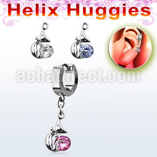 ehhz378 pendiente huggie helix acero inoxidable gato lady colgado zirconia redonda se vende por pieza distribuidor