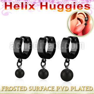 ehkfot black stainless steel helix huggie dangling frosted ball