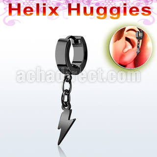 ehklit black steel helix huggie earring w lightning symbol 