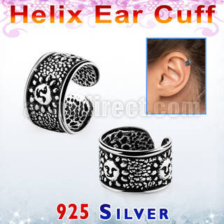 ehvcf10 sterling silver helix ear cuff with vintage sun design