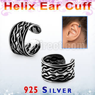 ehvcf12 sterling silver helix ear cuff with double chain pattern