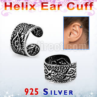 ehvcf17 sterling silver helix ear cuff with a turtle design