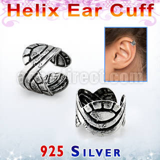 ehvcf19 sterling silver helix ear cuff with weaved wave design