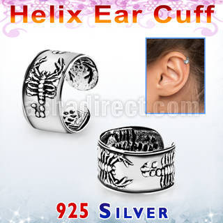 ehvcf4 sterling silver helix ear cuff with scorpion design