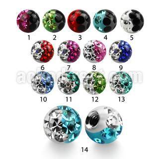 emfr3 3mm ball with ferido glued 2 color multi crystals