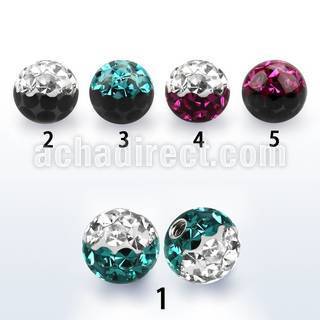 emfr5 5mm ball with ferido glued 2 color multi crystals