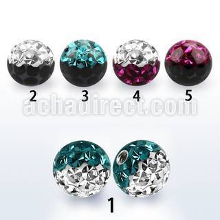 emfr6 6mm ball with ferido glued 2 color multi crystals
