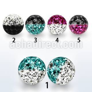 emfr8 8mm ball with ferido glued 2 color multi crystals