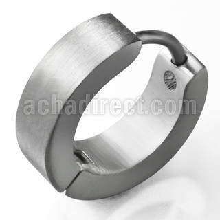 er134 loose pair of matte stainless steel huggies ear hoops