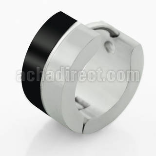 er217 pair of steel huggies half black and half high poished