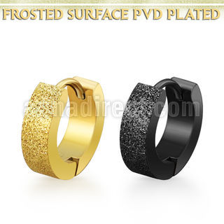 er269t pvd plated stainless steel huggie w frosted surface