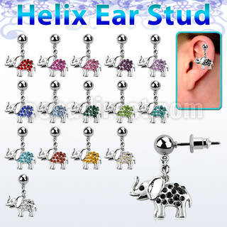 erbd467 piercing oreja helix acero quirurgico bola elefante cristal colgado ojos cristal negro mayorista