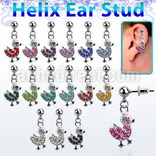 erbd9 piercing oreja helix acero quirurgico bola cristal colgado pato vendido por pieza al por mayor