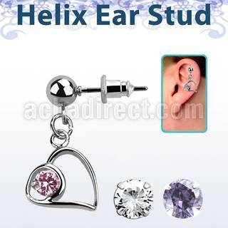 erbz66 piercing oreja acero quirurgico bola corazon horizotal colgado se vende por pieza distribuidor