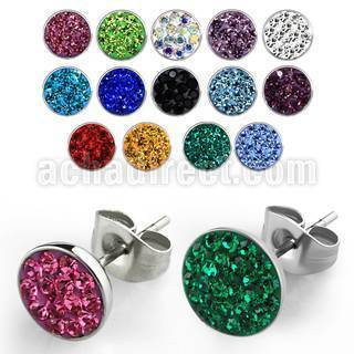 erfrr pair of stainless steel ear studs with ferido crystals