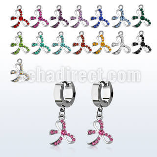 erh588 par pendientes huggie oreja acero inoxidable brillo espejo colgante arco cristal tachonado mayorista