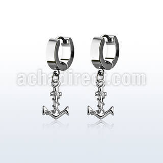 erh699 par pendientes huggie oreja acero inoxidable brillo espejo colgante liso ancla cuerda mayorista