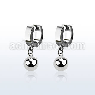 erhb8 steel huggies earrings w 8mm high polished steel balls