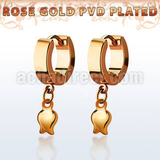 err767 pendiente huggie oreja acero inoxidable pvd oro rosa colgante tulipan oro rosa distribuidor mayorista