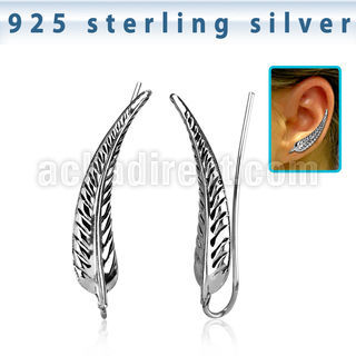 ervcl2 pair of 925 silver ear clips in small leaf shape