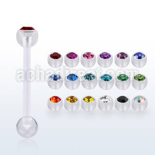 fbbajb5 bioflex tongue barbell w 5mm top jewel ball