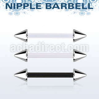 fbbnpcn5 bioflex nipple barbell, 14g (1.6mm) w 5mm steel cones