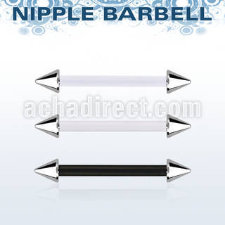 fbbnpcn bioflex nipple barbell, 14g (1.6mm) w 4mm steel cones