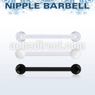fbbnpvb4 bioflex nipple barbell, 14g (1.6mm) w 4mm balls