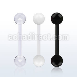 fbbuv6 bioflex tongue barbell, 14g (1.6mm) w 6mm balls