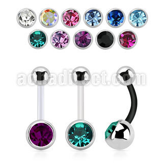 fbn1cg bioflex belly banana with 8mm bezel set jewel steel ball
