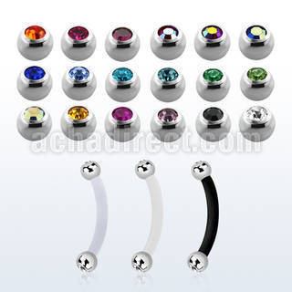 fbnejb25 bioflex eyebrow banana w 2.5mm bezel set jewel ball