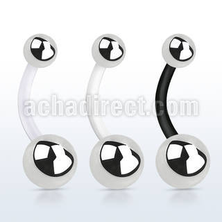 fbng bioflex belly banana, 14g (1.6mm) with 58mm steel ball