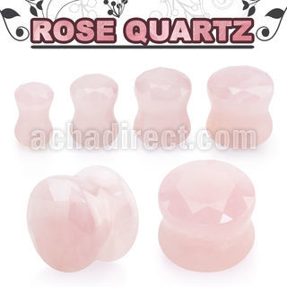 fgsb rose quartz stone double flare plug faceted cut