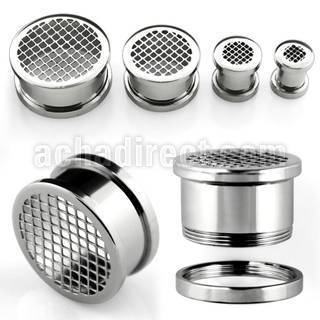 fpgr polished 316l steel screw fit tunnel with grid pattern