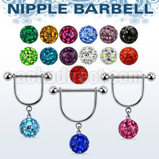 frsnp10 316l steel nipple stirrup w 10mm multi crystal ball