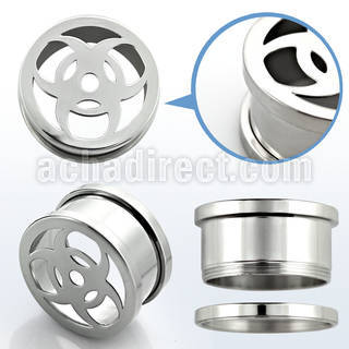fsha polished 316l steel screw fit tunnel w bio hazard sign
