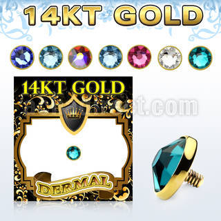 g14ifb5 5mm solid 14k gold dermal anchor top part w set crystal