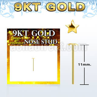 g9ysst 9kt gold bend it yourself nose stud w 2mm star top
