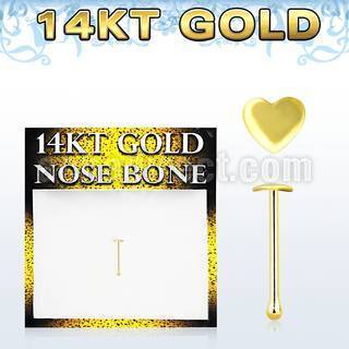 gbht 14kt gold nose bone with a 2 5mm gold heart top
