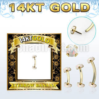 gbno gold eyebrow banana w thread less top w synthetic opal