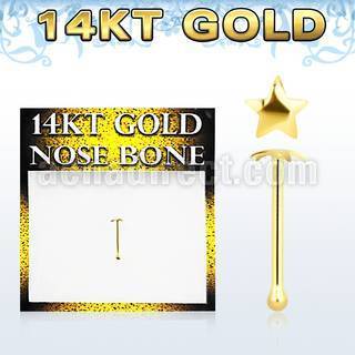 gbst 14kt gold nose bone with 2 5mm plain gold star top