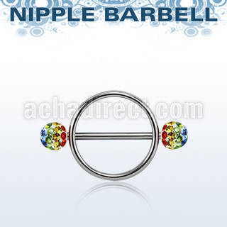 gfrnpe5 316l steel nipple shield w 2 5mm multi crystal balls