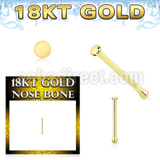 ggbrd1 18k gold nose bone 22g plain gold round top