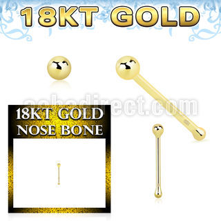 ggnbb1 18k gold nose bone 22g plain ball top